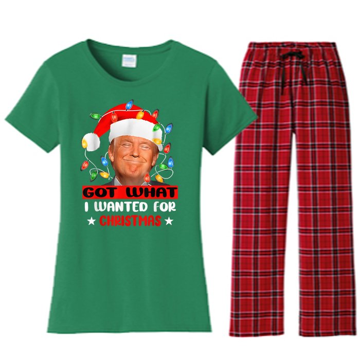 Got What I Wanted For Christmas Trump Xmas Pajamas 2024 Women's Flannel Pajama Set