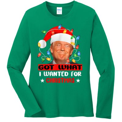 Got What I Wanted For Christmas Trump Xmas Pajamas 2024 Ladies Long Sleeve Shirt