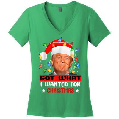 Got What I Wanted For Christmas Trump Xmas Pajamas 2024 Women's V-Neck T-Shirt