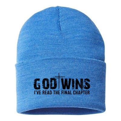 God Wins IVe Read The Final Chapter Gift Sustainable Knit Beanie