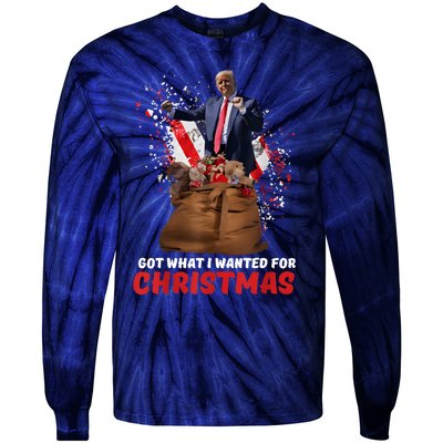 Got What I Wanted For Christmas Trump Won 2024 President Tie-Dye Long Sleeve Shirt