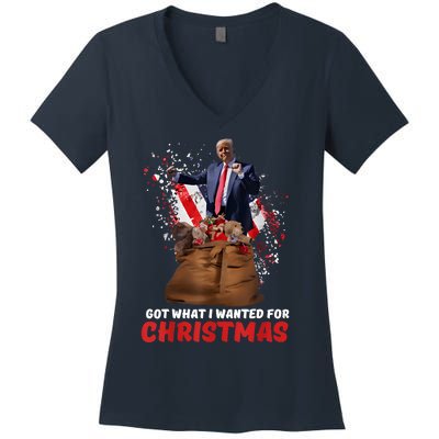 Got What I Wanted For Christmas Trump Won 2024 President Women's V-Neck T-Shirt