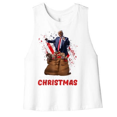 Got What I Wanted For Christmas Trump Won 2024 President Women's Racerback Cropped Tank