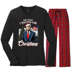 Got What I Wanted For Christmas Trump 2024 Women's Long Sleeve Flannel Pajama Set 