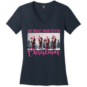 Got What I Wanted For Christmas Santa Trump Won 2024 Women's V-Neck T-Shirt