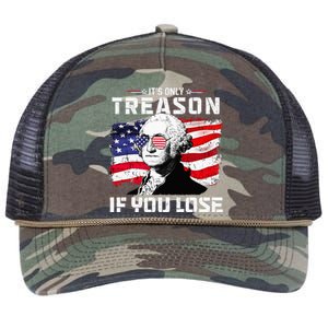 George Washington Its Only Treason If You Lose 4th Of July Retro Rope Trucker Hat Cap