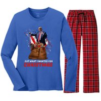 Got What I Wanted For Christmas Trump Won 2024 Women's Long Sleeve Flannel Pajama Set 