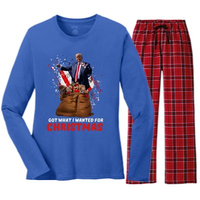 Got What I Wanted For Christmas Trump Won 2024 Women's Long Sleeve Flannel Pajama Set 