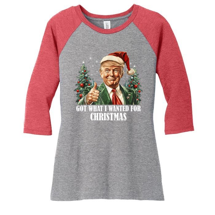 Got What I Wanted For Christmas Donald Trump Women's Tri-Blend 3/4-Sleeve Raglan Shirt