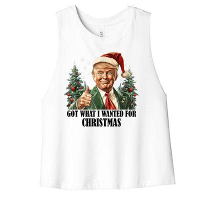 Got What I Wanted For Christmas Donald Trump Women's Racerback Cropped Tank