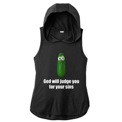 God Will Judge You For Your Sins Ladies PosiCharge Tri-Blend Wicking Draft Hoodie Tank