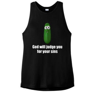 God Will Judge You For Your Sins Ladies PosiCharge Tri-Blend Wicking Tank