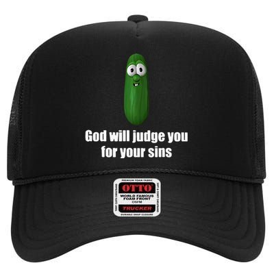 God Will Judge You For Your Sins High Crown Mesh Back Trucker Hat