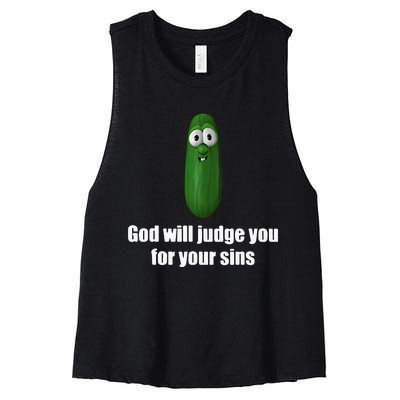 God Will Judge You For Your Sins Women's Racerback Cropped Tank