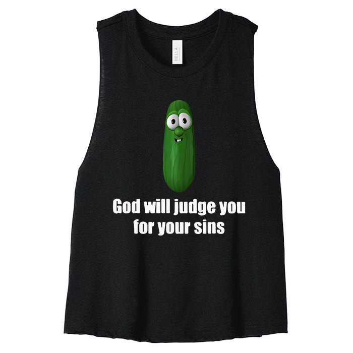 God Will Judge You For Your Sins Women's Racerback Cropped Tank