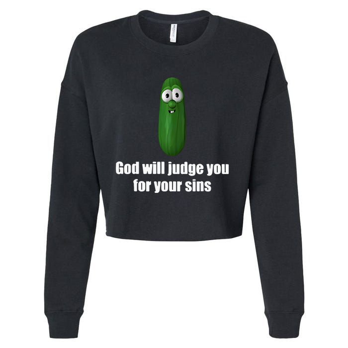 God Will Judge You For Your Sins Cropped Pullover Crew