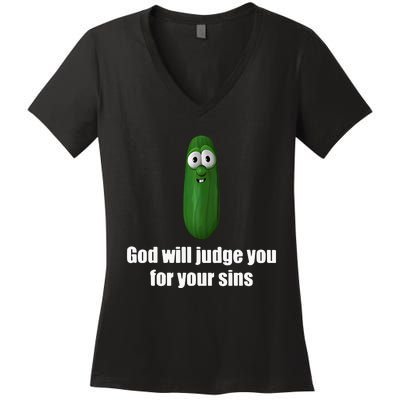 God Will Judge You For Your Sins Women's V-Neck T-Shirt