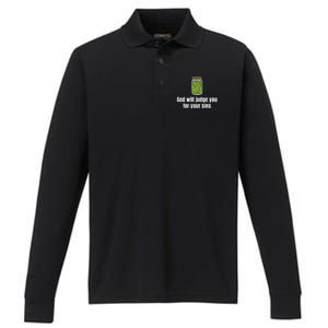 God Will Judge You For Your Sins Cucumber Performance Long Sleeve Polo