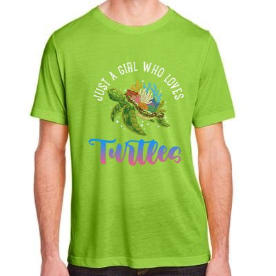 Girl Who Just Loves Turtles And Water And Sea Gift Adult ChromaSoft Performance T-Shirt