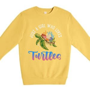 Girl Who Just Loves Turtles And Water And Sea Gift Premium Crewneck Sweatshirt