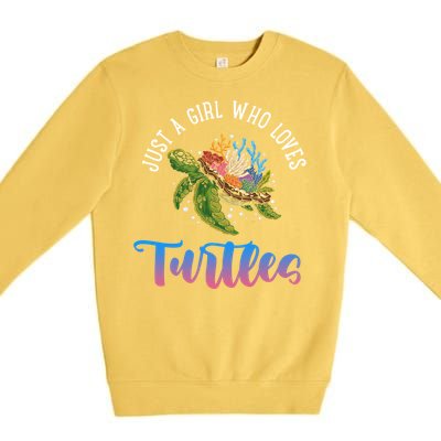 Girl Who Just Loves Turtles And Water And Sea Gift Premium Crewneck Sweatshirt