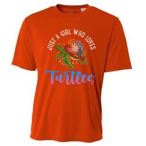 Girl Who Just Loves Turtles And Water And Sea Gift Cooling Performance Crew T-Shirt