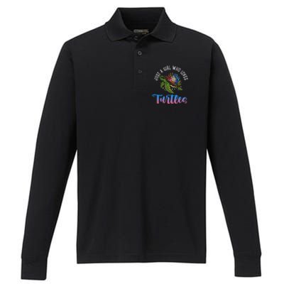 Girl Who Just Loves Turtles And Water And Sea Gift Performance Long Sleeve Polo