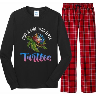 Girl Who Just Loves Turtles And Water And Sea Gift Long Sleeve Pajama Set