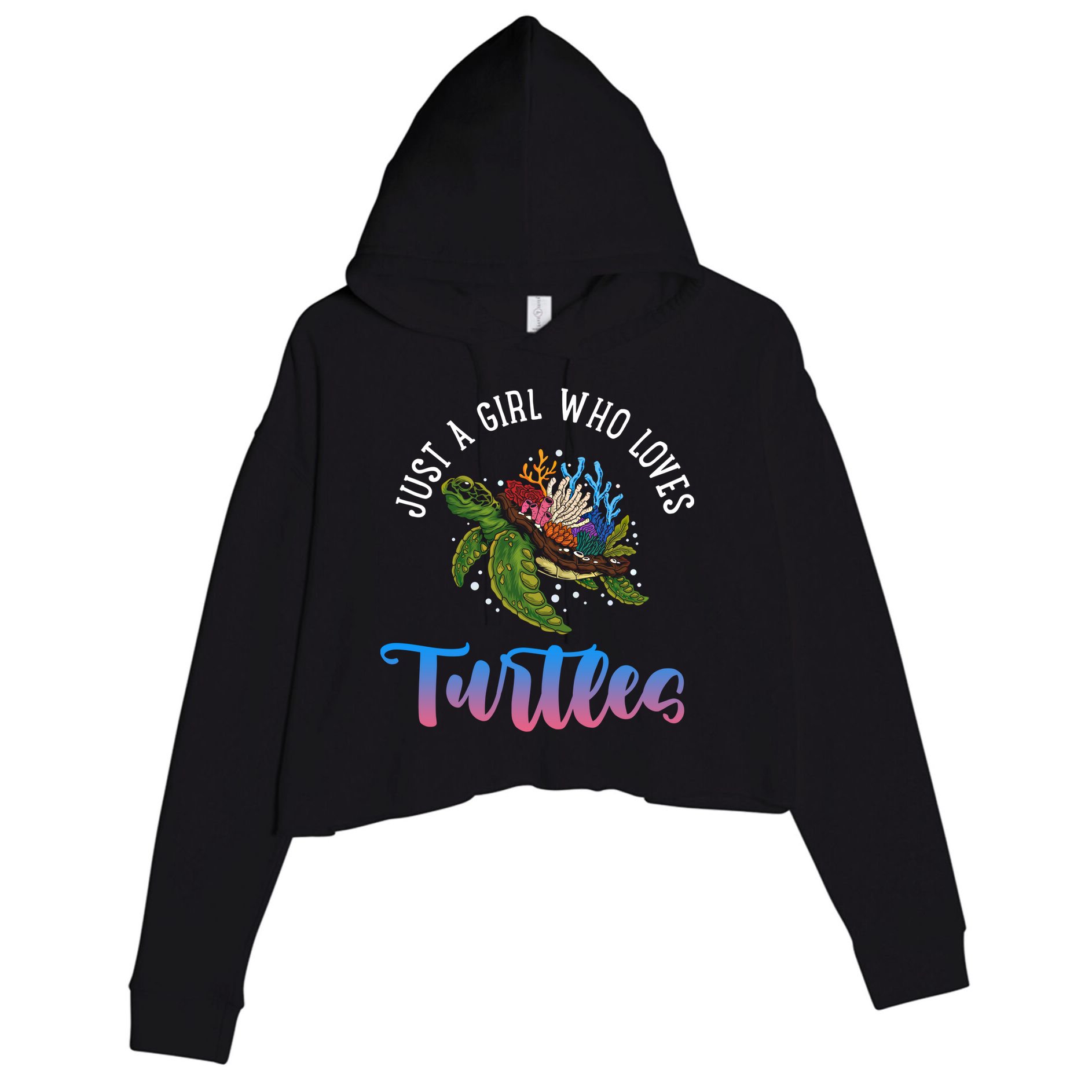Girl Who Just Loves Turtles And Water And Sea Gift Crop Fleece Hoodie