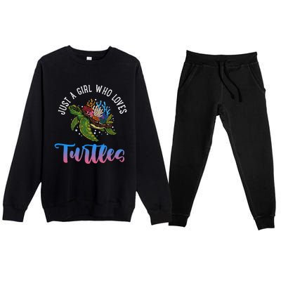 Girl Who Just Loves Turtles And Water And Sea Gift Premium Crewneck Sweatsuit Set