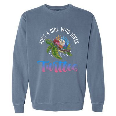 Girl Who Just Loves Turtles And Water And Sea Gift Garment-Dyed Sweatshirt