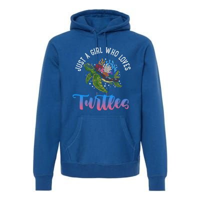 Girl Who Just Loves Turtles And Water And Sea Gift Premium Hoodie