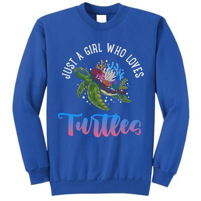 Girl Who Just Loves Turtles And Water And Sea Gift Tall Sweatshirt