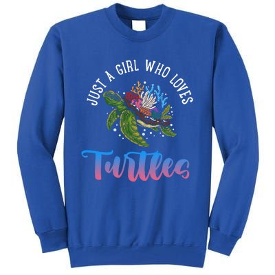 Girl Who Just Loves Turtles And Water And Sea Gift Tall Sweatshirt