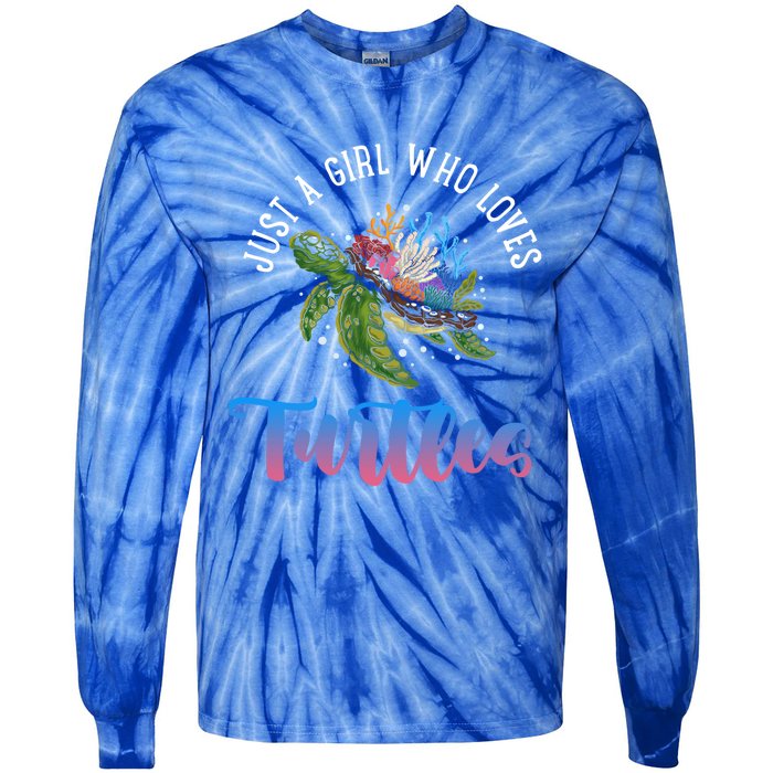 Girl Who Just Loves Turtles And Water And Sea Gift Tie-Dye Long Sleeve Shirt