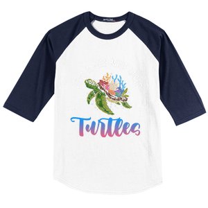 Girl Who Just Loves Turtles And Water And Sea Gift Baseball Sleeve Shirt