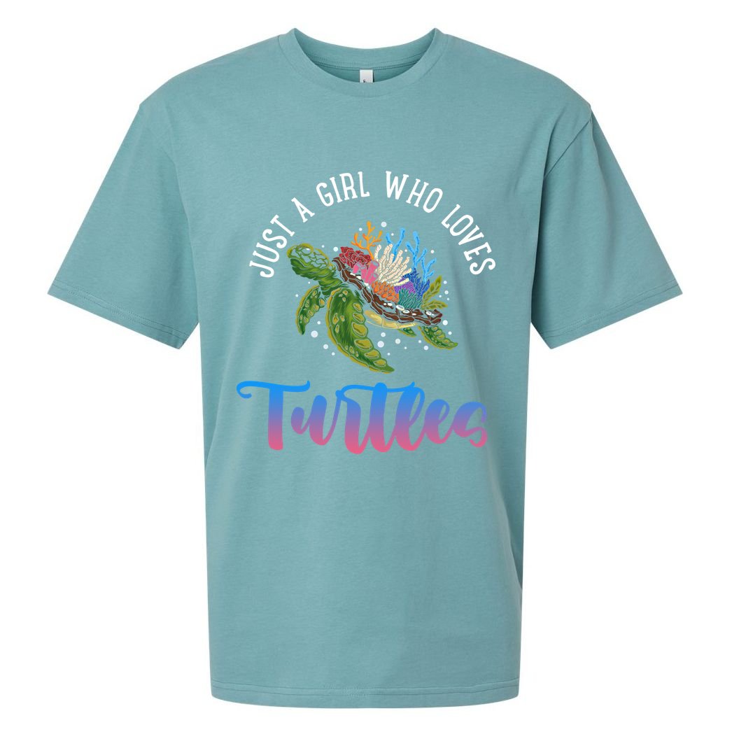 Girl Who Just Loves Turtles And Water And Sea Gift Sueded Cloud Jersey T-Shirt