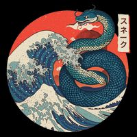 Great Wave Kanagawa Japanese New Year Year Of The Snake Wool Snapback Cap