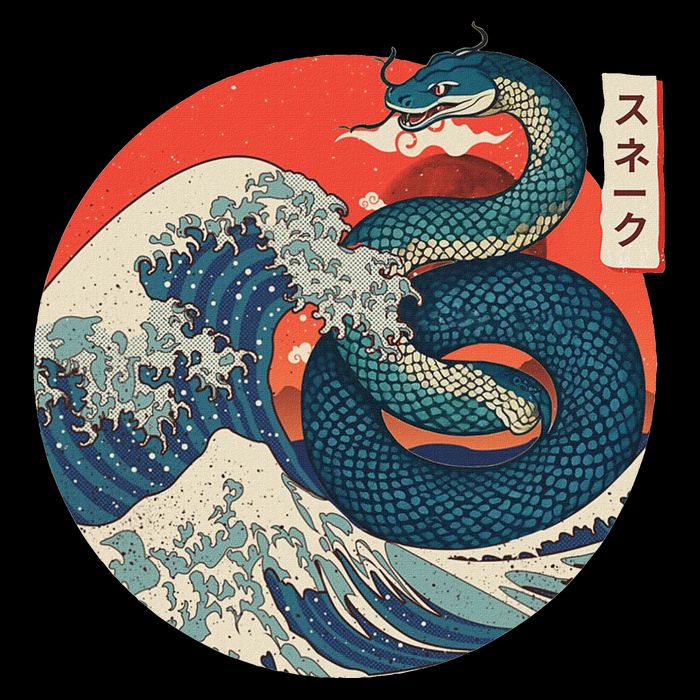 Great Wave Kanagawa Japanese New Year Year Of The Snake Wool Snapback Cap