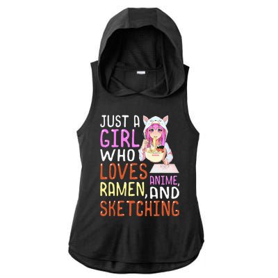 Girl Who Loves Anime Ramen And Sketching Kawaii Teen Ladies PosiCharge Tri-Blend Wicking Draft Hoodie Tank