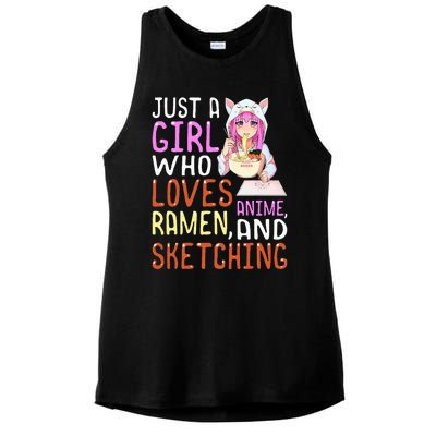 Girl Who Loves Anime Ramen And Sketching Kawaii Teen Ladies PosiCharge Tri-Blend Wicking Tank