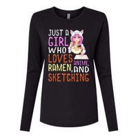 Girl Who Loves Anime Ramen And Sketching Kawaii Teen Womens Cotton Relaxed Long Sleeve T-Shirt