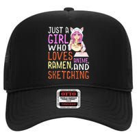 Girl Who Loves Anime Ramen And Sketching Kawaii Teen High Crown Mesh Back Trucker Hat