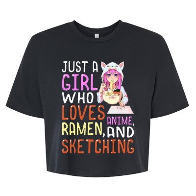 Girl Who Loves Anime Ramen And Sketching Kawaii Teen Bella+Canvas Jersey Crop Tee