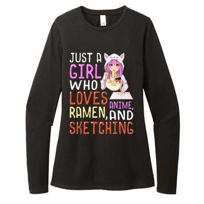 Girl Who Loves Anime Ramen And Sketching Kawaii Teen Womens CVC Long Sleeve Shirt