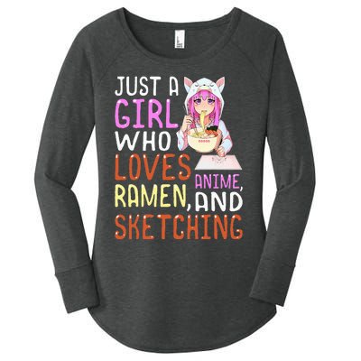 Girl Who Loves Anime Ramen And Sketching Kawaii Teen Women's Perfect Tri Tunic Long Sleeve Shirt