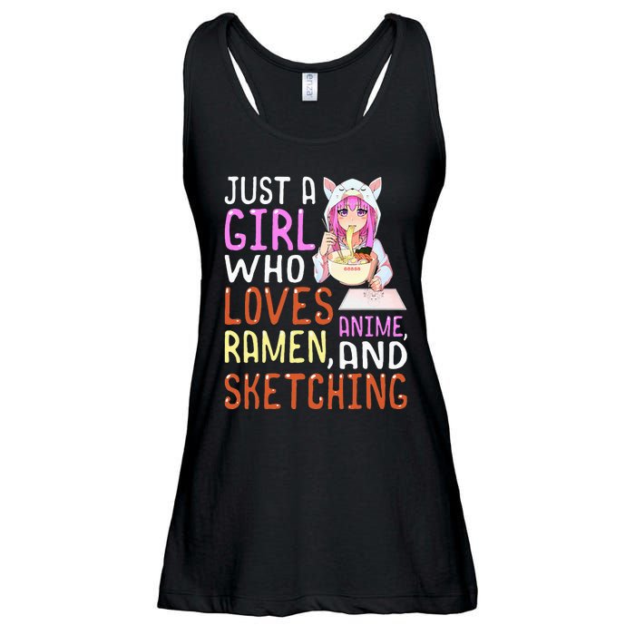 Girl Who Loves Anime Ramen And Sketching Kawaii Teen Ladies Essential Flowy Tank