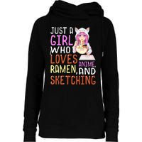 Girl Who Loves Anime Ramen And Sketching Kawaii Teen Womens Funnel Neck Pullover Hood