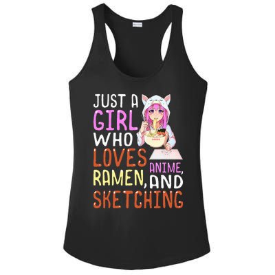 Girl Who Loves Anime Ramen And Sketching Kawaii Teen Ladies PosiCharge Competitor Racerback Tank