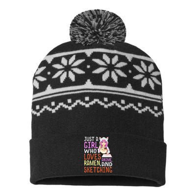 Girl Who Loves Anime Ramen And Sketching Kawaii Teen USA-Made Snowflake Beanie